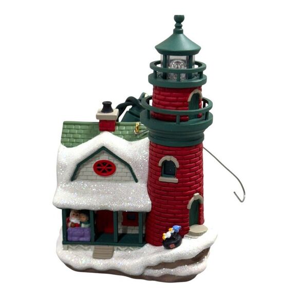 Hallmark 2008 Lighthouse Greeting Christmas Ornament Magic Series Flashing Light - Picture 2 of 9
